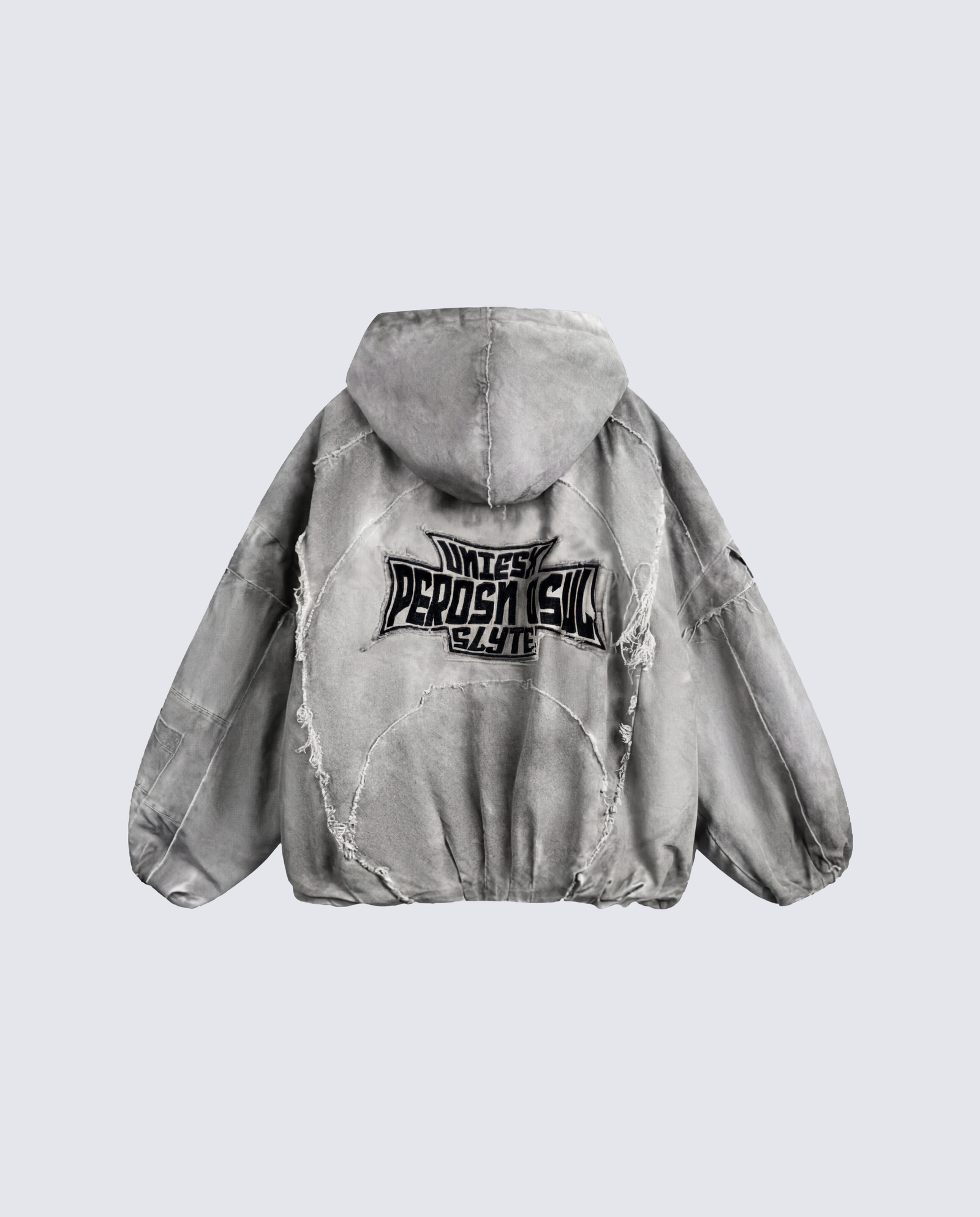 Distressed Embroidered Hooded Jacket