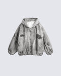 Distressed Embroidered Hooded Jacket